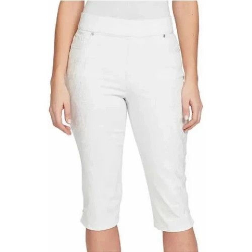 GLORIA VANDERBILT Avery Skimmer Pull On Capri Pants Womens 12 Petite White NEW